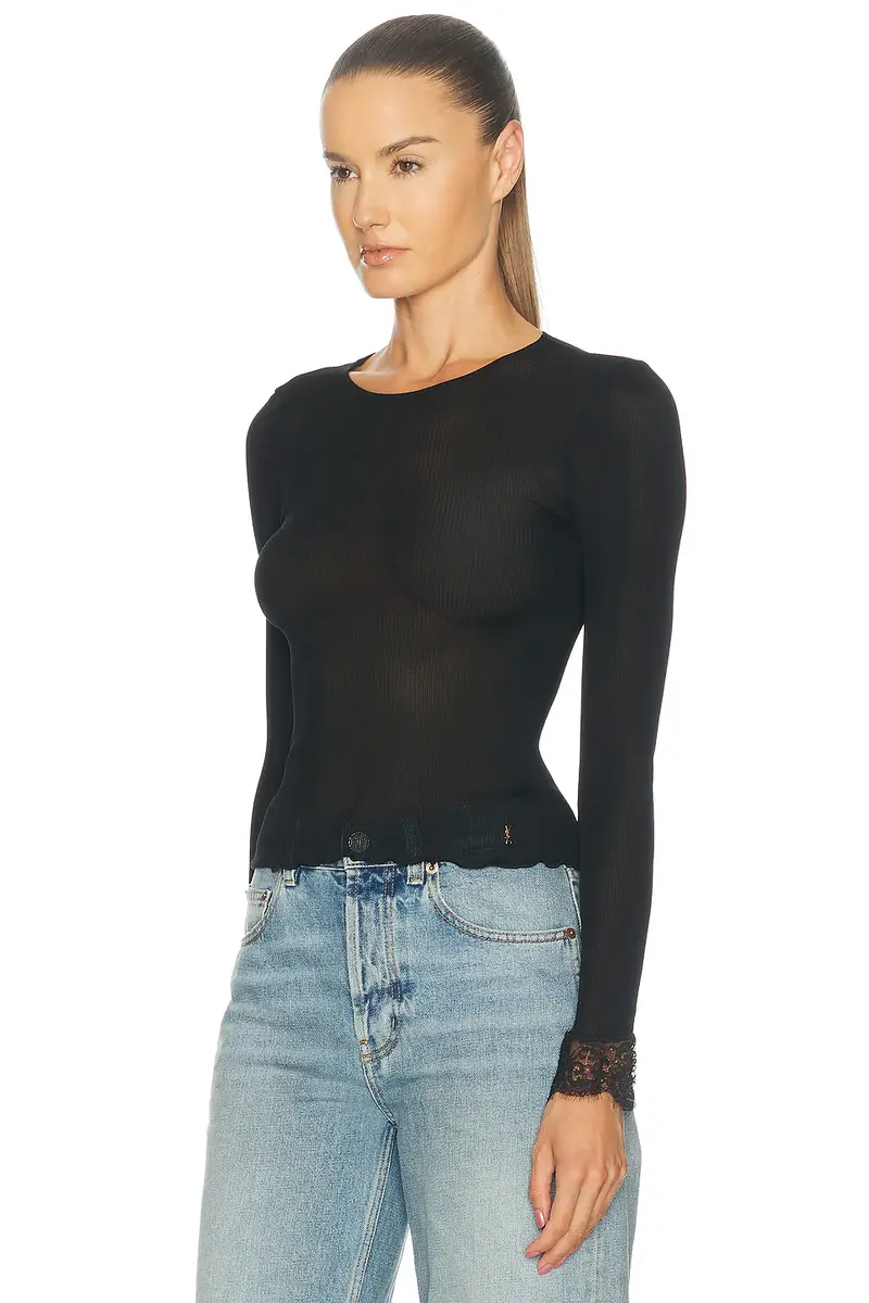 Saint Laurent Lace Trimmed Top | Thumbnail 2 Saint Laurent Lace Trimmed Top | Thumbnail 2