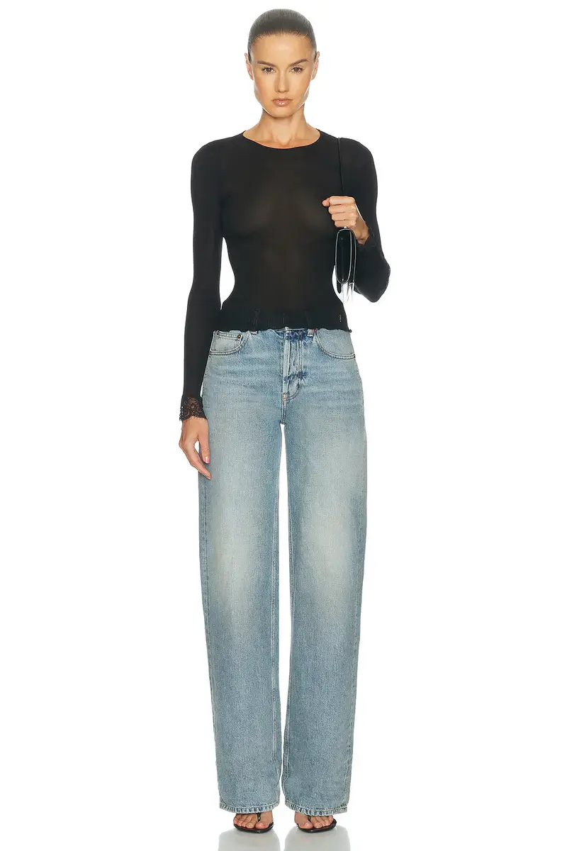 Saint Laurent Lace Trimmed Top | Thumbnail 4 Saint Laurent Lace Trimmed Top | Thumbnail 4