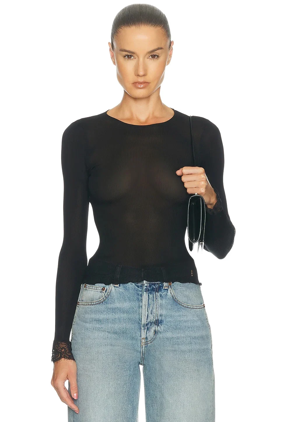 Saint Laurent Lace Trimmed Top