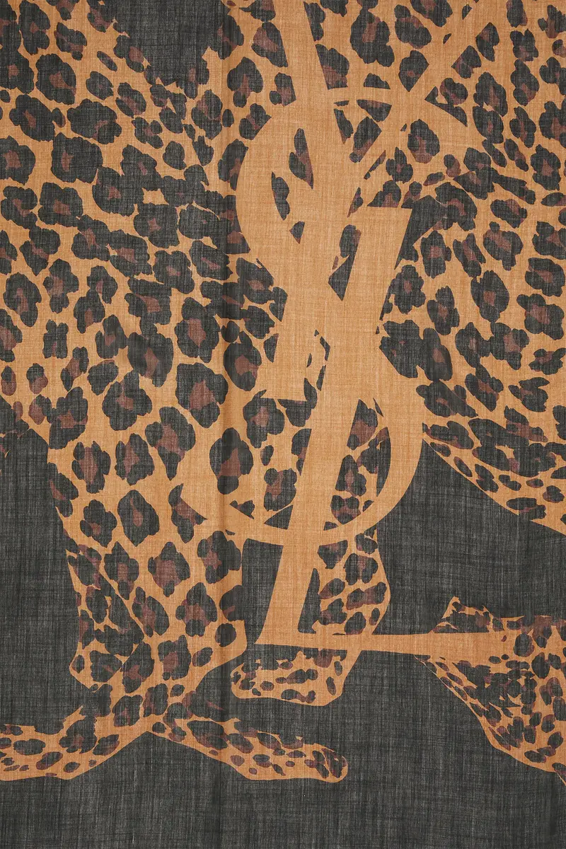 Saint Laurent YSL & Leopard Carre Scarf | Thumbnail 3