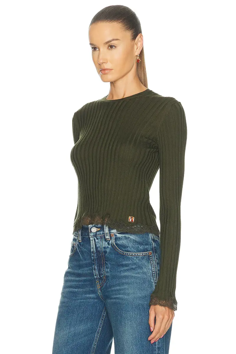 Saint Laurent Lace Trimmed Sweater | Thumbnail 2 Saint Laurent Lace Trimmed Sweater | Thumbnail 2
