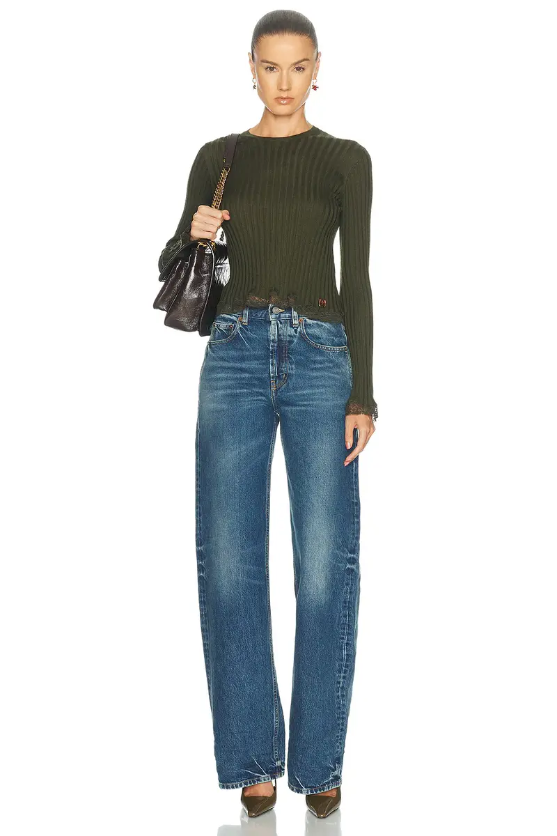 Saint Laurent Lace Trimmed Sweater | Thumbnail 4 Saint Laurent Lace Trimmed Sweater | Thumbnail 4