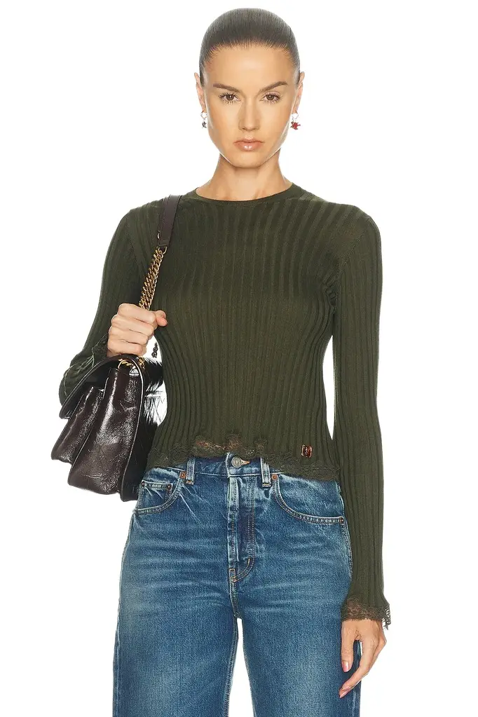 Lace Trimmed Sweater Lace Trimmed Sweater