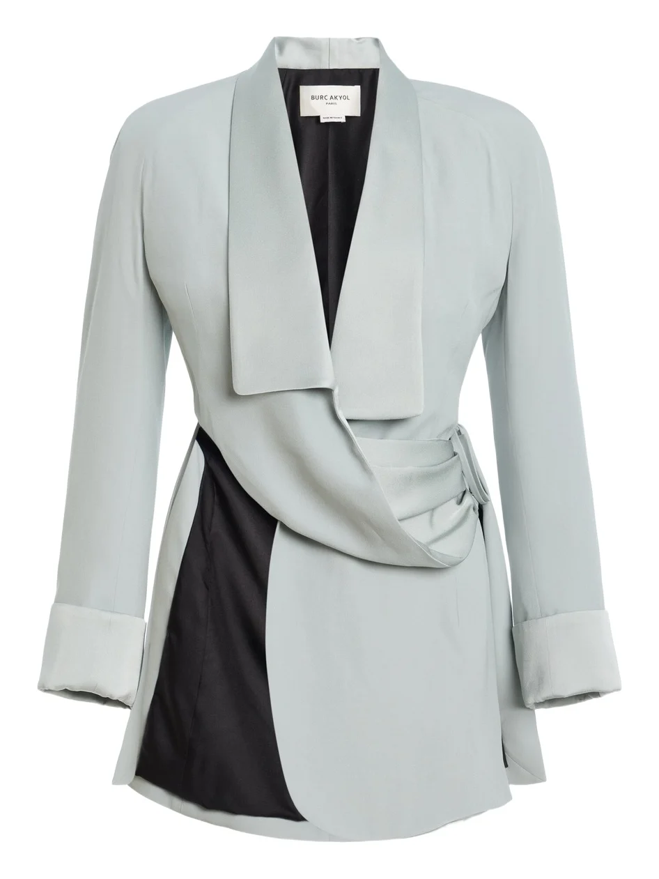 Burc Akyol Draped Crepe Blazer