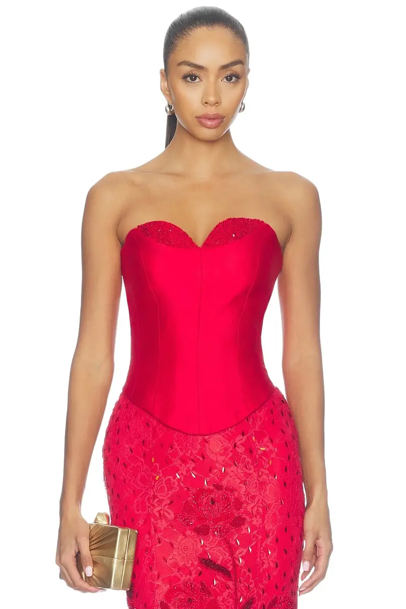 LA FUORI Red Siren Corset Top