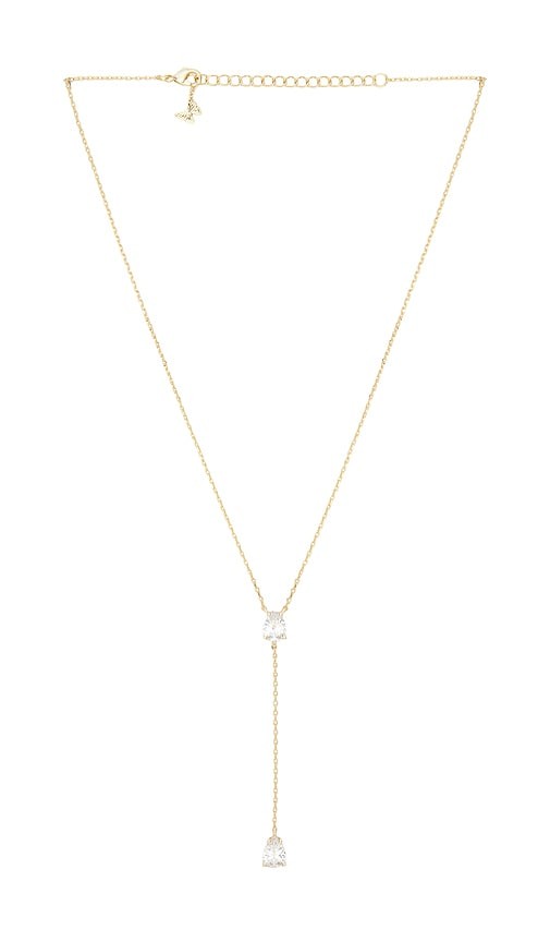 By Adina Eden Double Pear Drop Chain Lariat Necklace