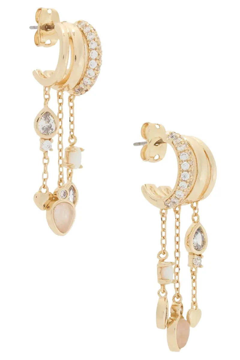 Pave Chain Charm Drop Earring Pave Chain Charm Drop Earring