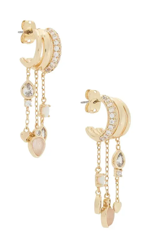 By Adina Eden Pave Chain Charm Drop Earring