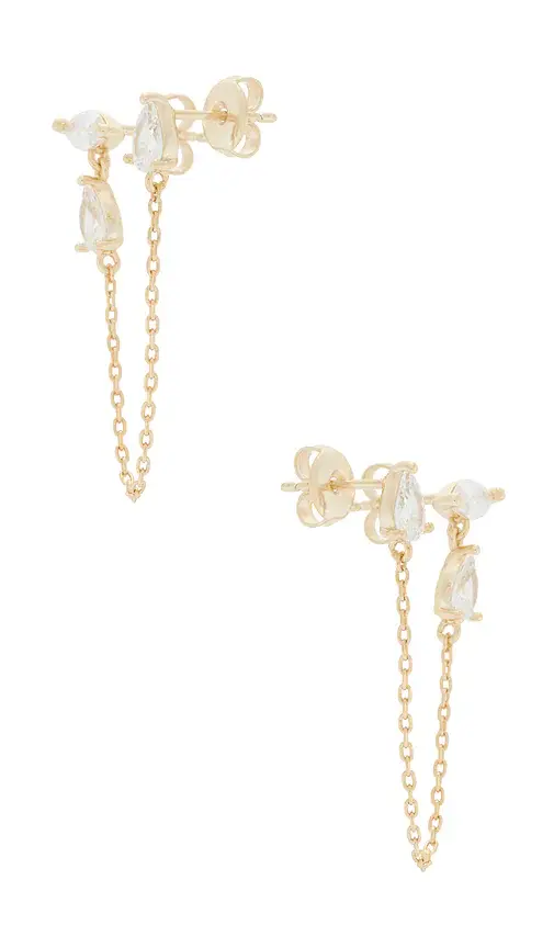 By Adina Eden Marquise X Pear Chain Stud Earring | Thumbnail 2