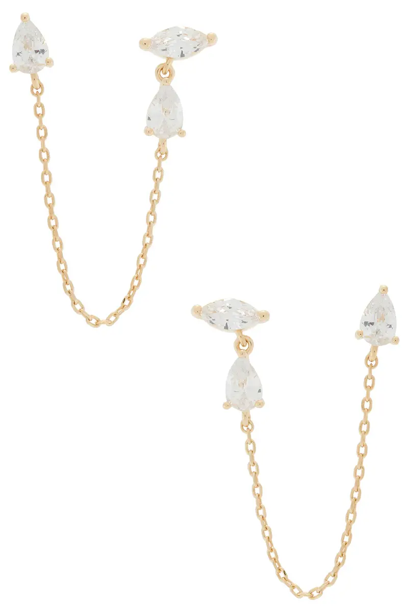 Marquise X Pear Chain Stud Earring
