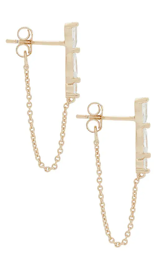 By Adina Eden Triple Pear Chain Front Back Stud Earring | Thumbnail 2 By Adina Eden Triple Pear Chain Front Back Stud Earring | Thumbnail 2