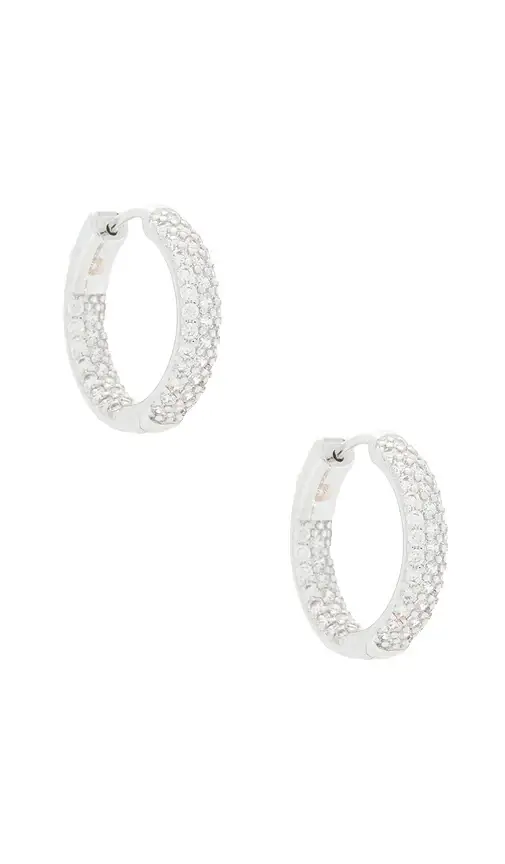 Pave Rounded Inside Out Hoop Earring Pave Rounded Inside Out Hoop Earring