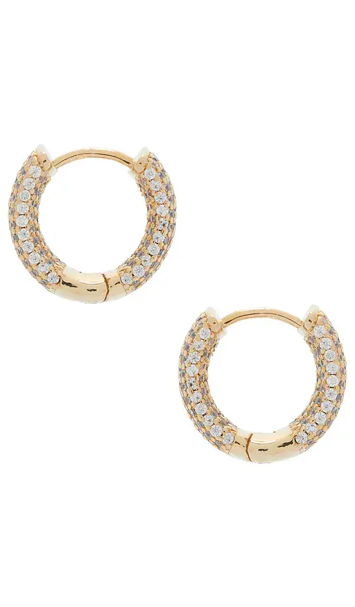 By Adina Eden Mini Pave Wide Rounded Huggie Earring | Thumbnail 2 By Adina Eden Mini Pave Wide Rounded Huggie Earring | Thumbnail 2
