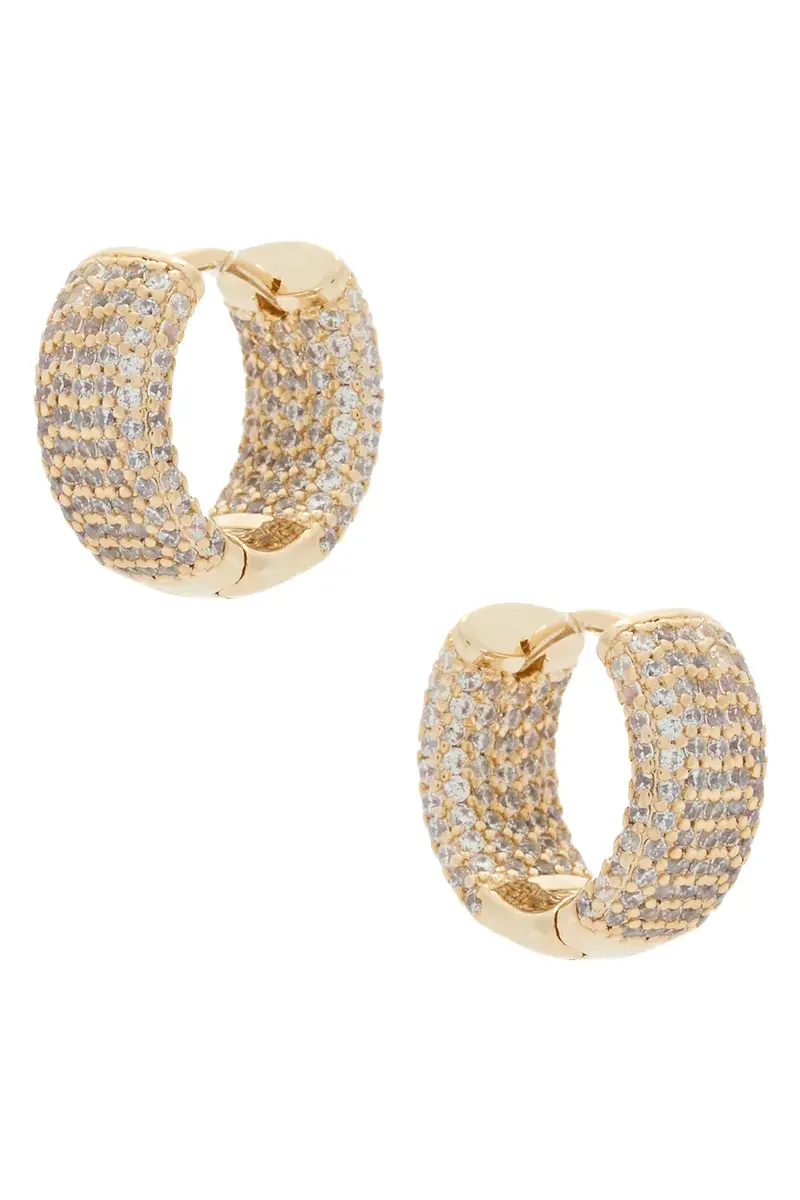 By Adina Eden Mini Pave Wide Rounded Huggie Earring
