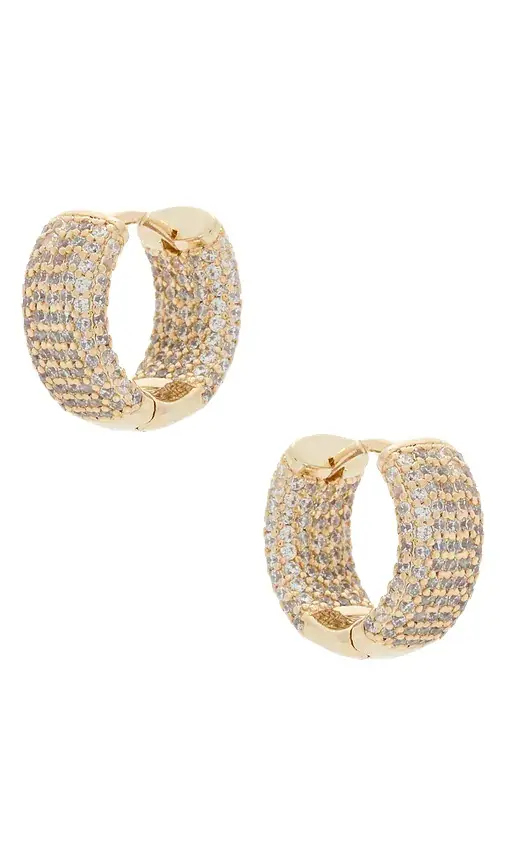 Mini Pave Wide Rounded Huggie Earring Mini Pave Wide Rounded Huggie Earring