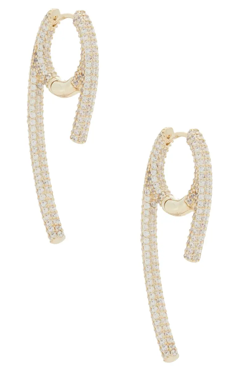 By Adina Eden Pave Rounded Wide Claw Huggie Earring