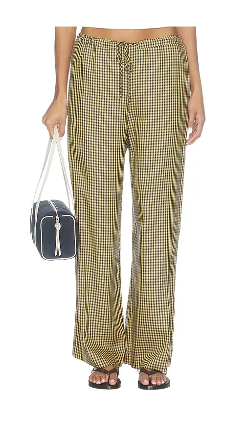 DONNI. The Tencel Plaid Tie Pant