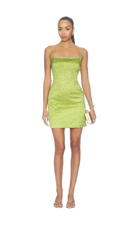 Chartreuse Glint Mini Dress