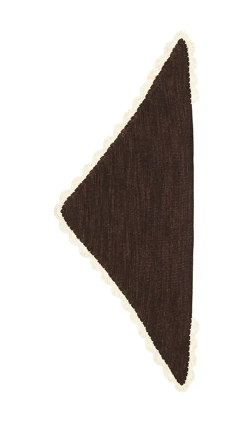 Loeffler Randall Brown Knit With Cream Scallop Edge Scarf | Thumbnail 2 Loeffler Randall Brown Knit With Cream Scallop Edge Scarf | Thumbnail 2