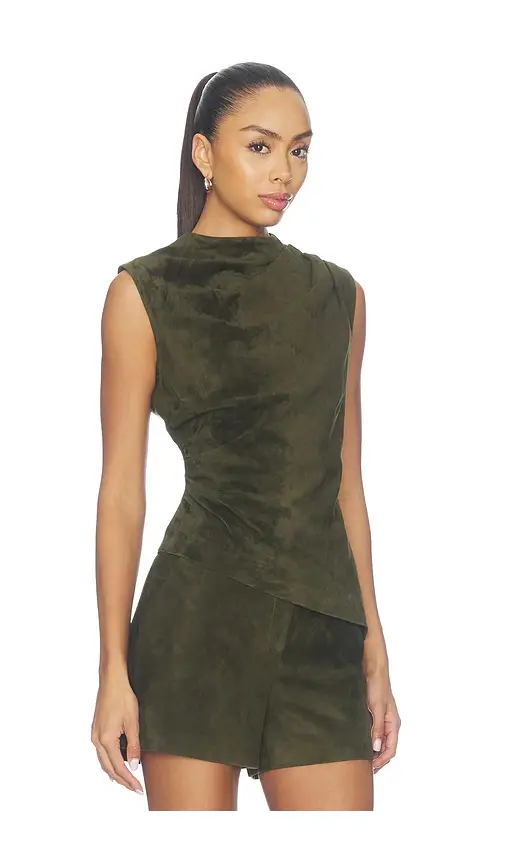 Aexae Lamb Leather Suede Ruched Top | Thumbnail 2 Aexae Lamb Leather Suede Ruched Top | Thumbnail 2