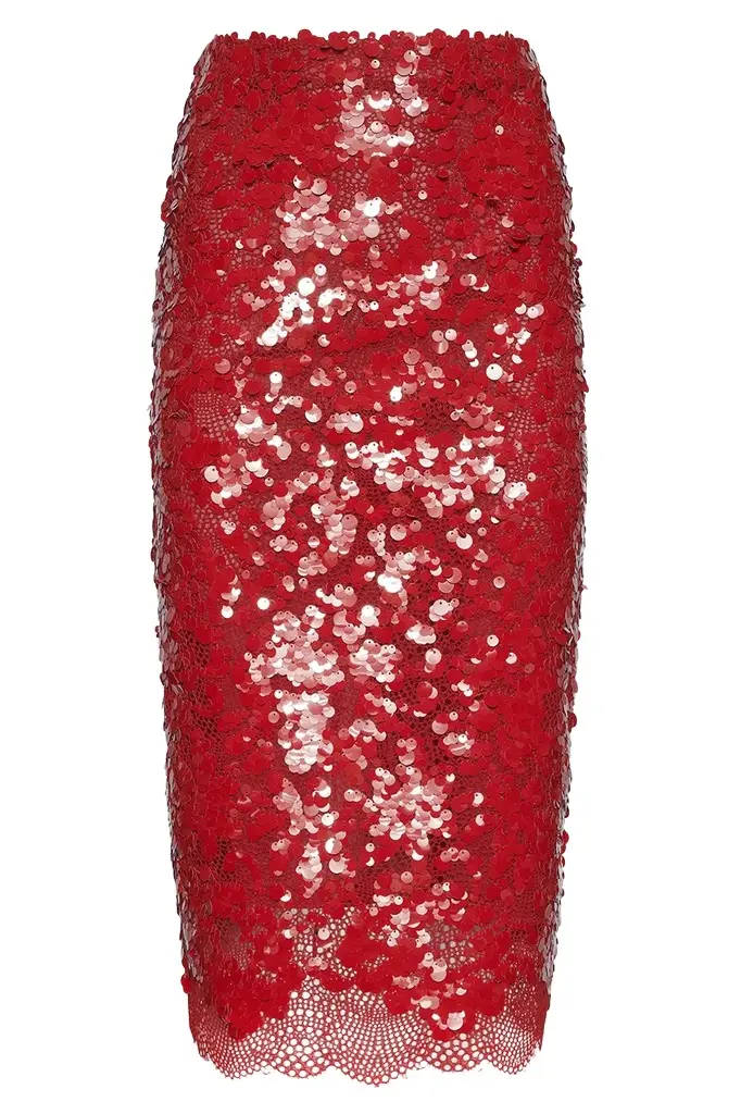 Makena Pencil Skirt - Red Sequin Makena Pencil Skirt - Red Sequin