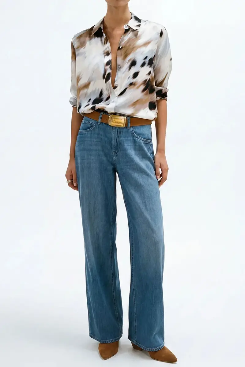 L'Agence Dani Blouse - Mocha Sky Cowhide | Thumbnail 2