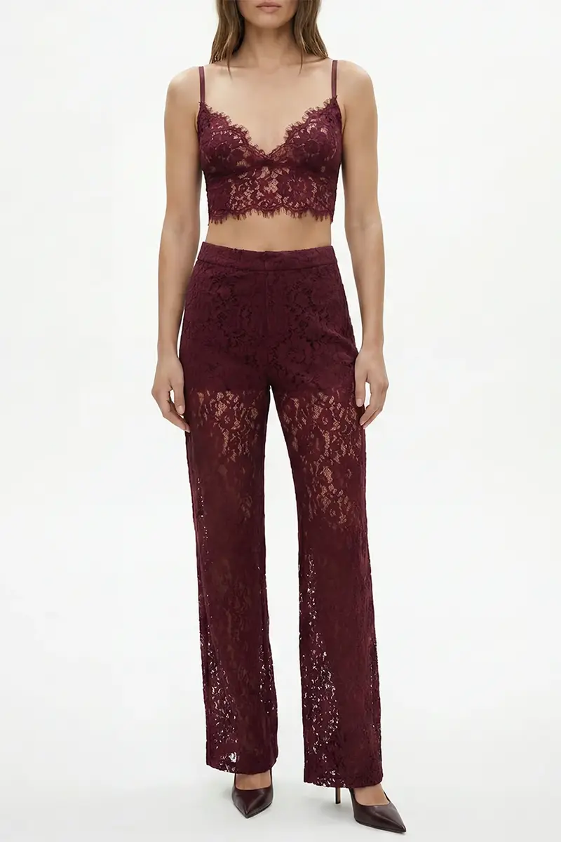 L'Agence Livvy Straight Leg Trouser - Deep Port | Thumbnail 2 L'Agence Livvy Straight Leg Trouser - Deep Port | Thumbnail 2