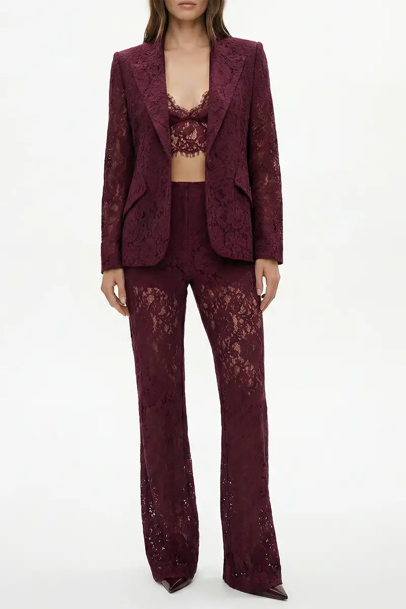 L'Agence Livvy Straight Leg Trouser - Deep Port | Thumbnail 3 L'Agence Livvy Straight Leg Trouser - Deep Port | Thumbnail 3
