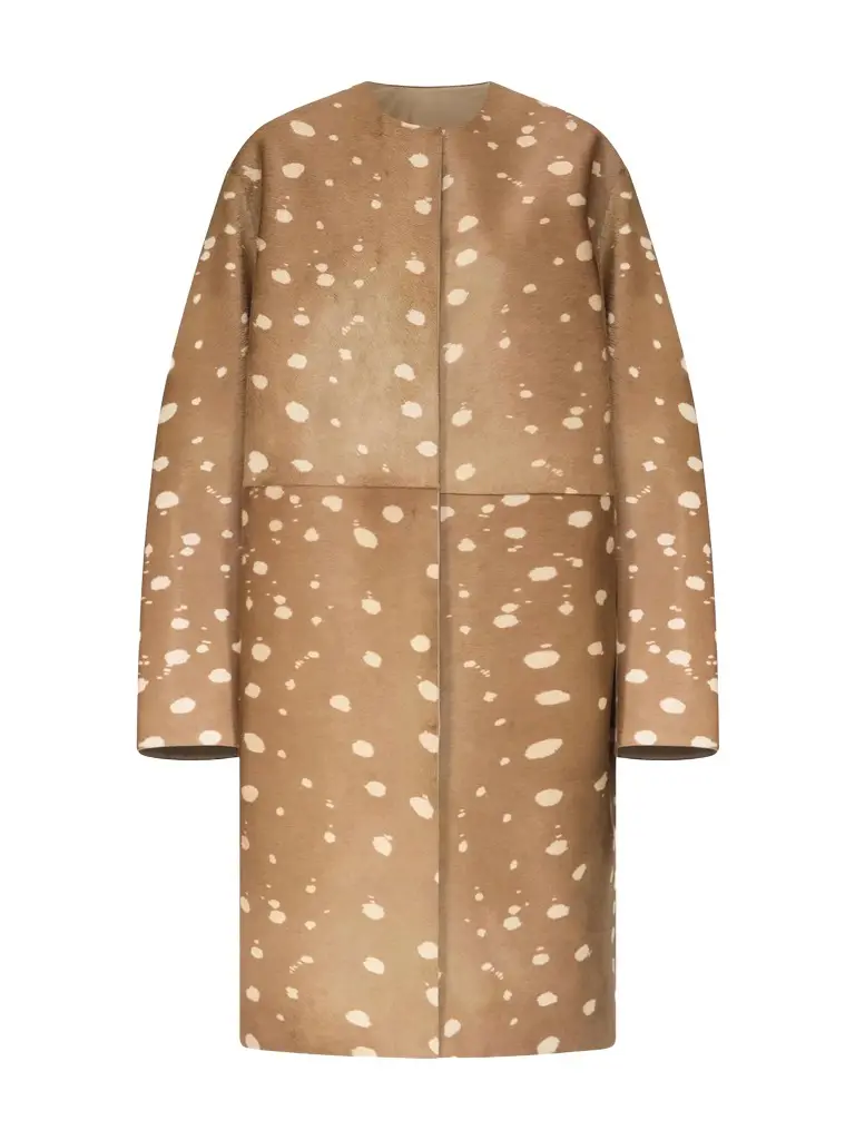 Loulou de Saison Liza Deer-Print Haircalf Coat