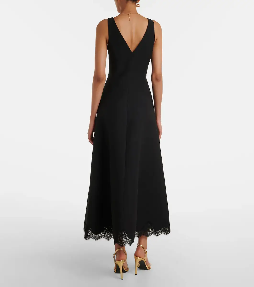Valentino Garavani Crepe Couture lace-trimmed midi dress | Thumbnail 6 Valentino Garavani Crepe Couture lace-trimmed midi dress | Thumbnail 6