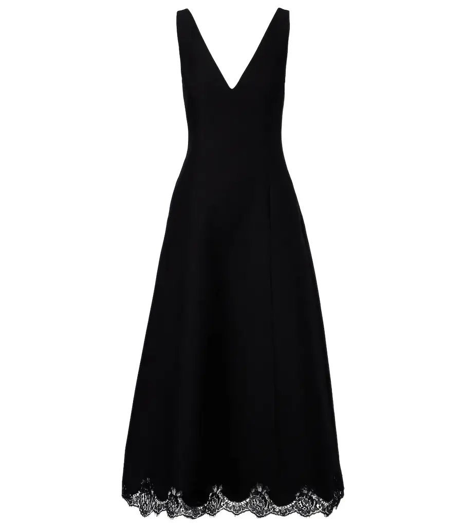 Valentino Garavani Crepe Couture lace-trimmed midi dress