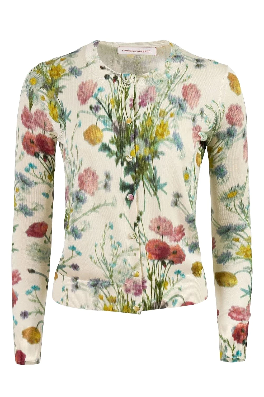 Carolina Herrera Botanical Print Long Sleeve Cardigan