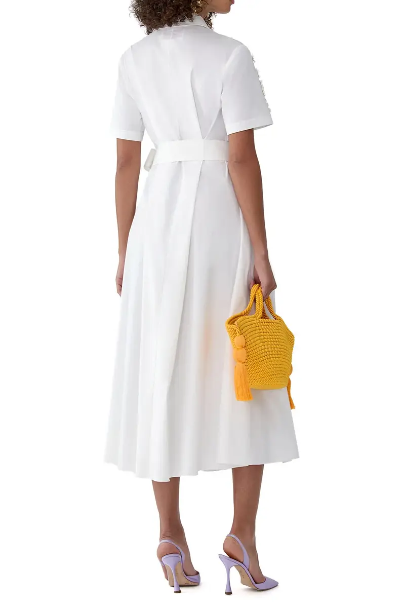 Carolina Herrera Embroidered Floral Short Sleeve Belt Shirt Dress | Thumbnail 4