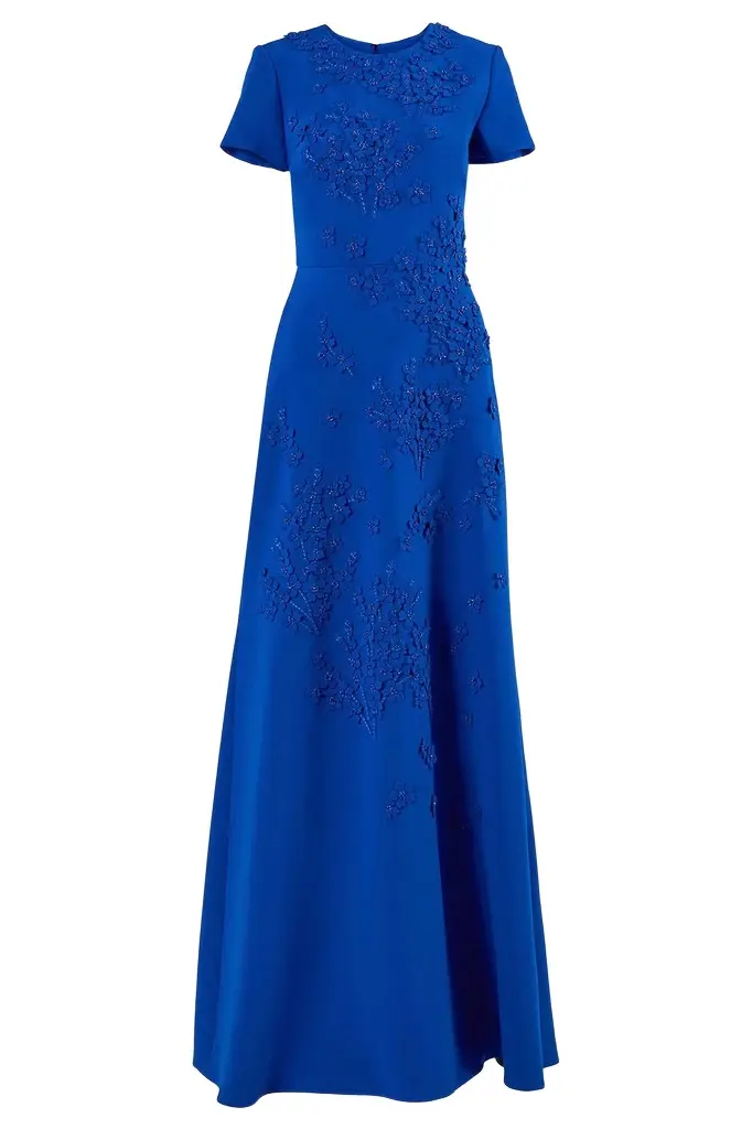 Embroidered Floral Short Sleeve Gown Embroidered Floral Short Sleeve Gown