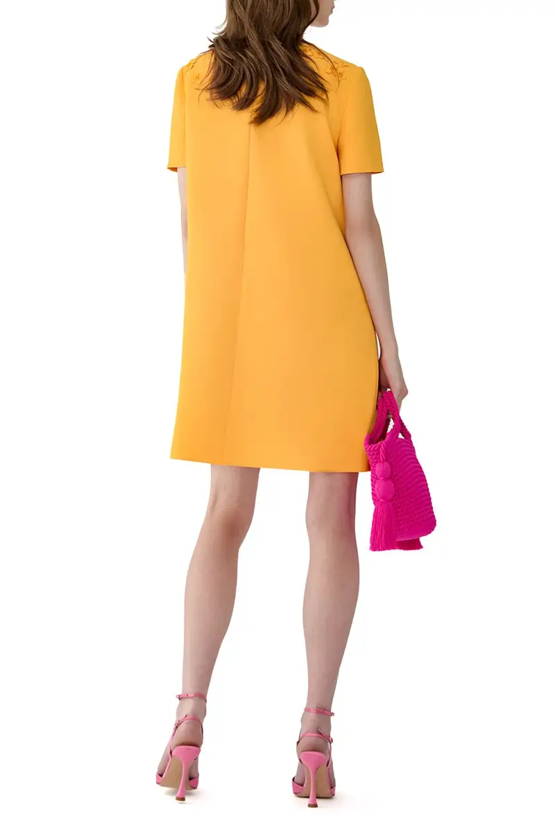 Carolina Herrera Embroidered Floral Short Sleeve Shift Dress | Thumbnail 4 Carolina Herrera Embroidered Floral Short Sleeve Shift Dress | Thumbnail 4