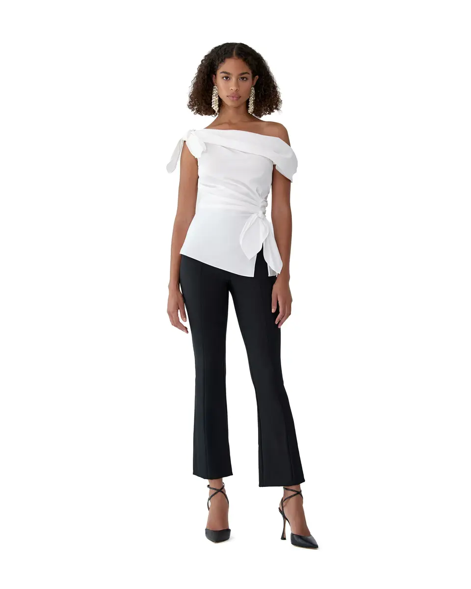 Carolina Herrera Off the Shoulder Tie Shirt | Thumbnail 2 Carolina Herrera Off the Shoulder Tie Shirt | Thumbnail 2