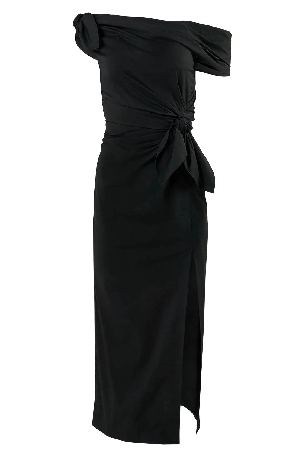 Sleeveless Cowl Neck Tie Shoulder Midi Dress