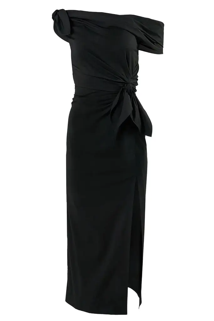 Sleeveless Cowl Neck Tie Shoulder Midi Dress Sleeveless Cowl Neck Tie Shoulder Midi Dress