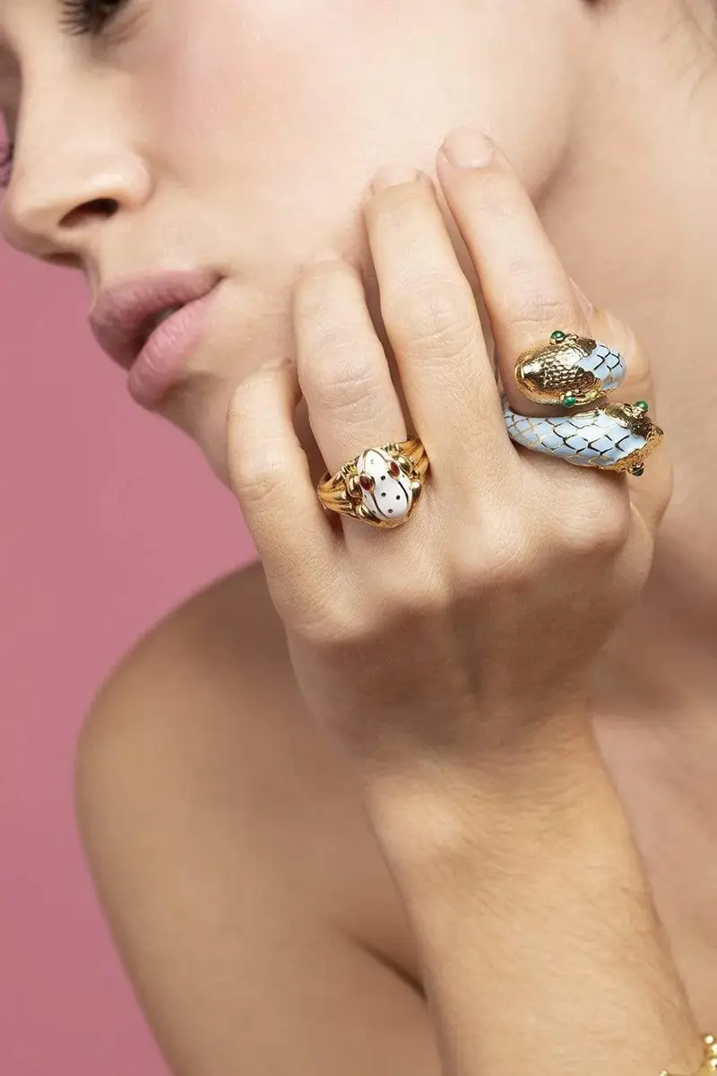 DAVID WEBB White Green Baby Frog Ring | Thumbnail 2 DAVID WEBB White Green Baby Frog Ring | Thumbnail 2