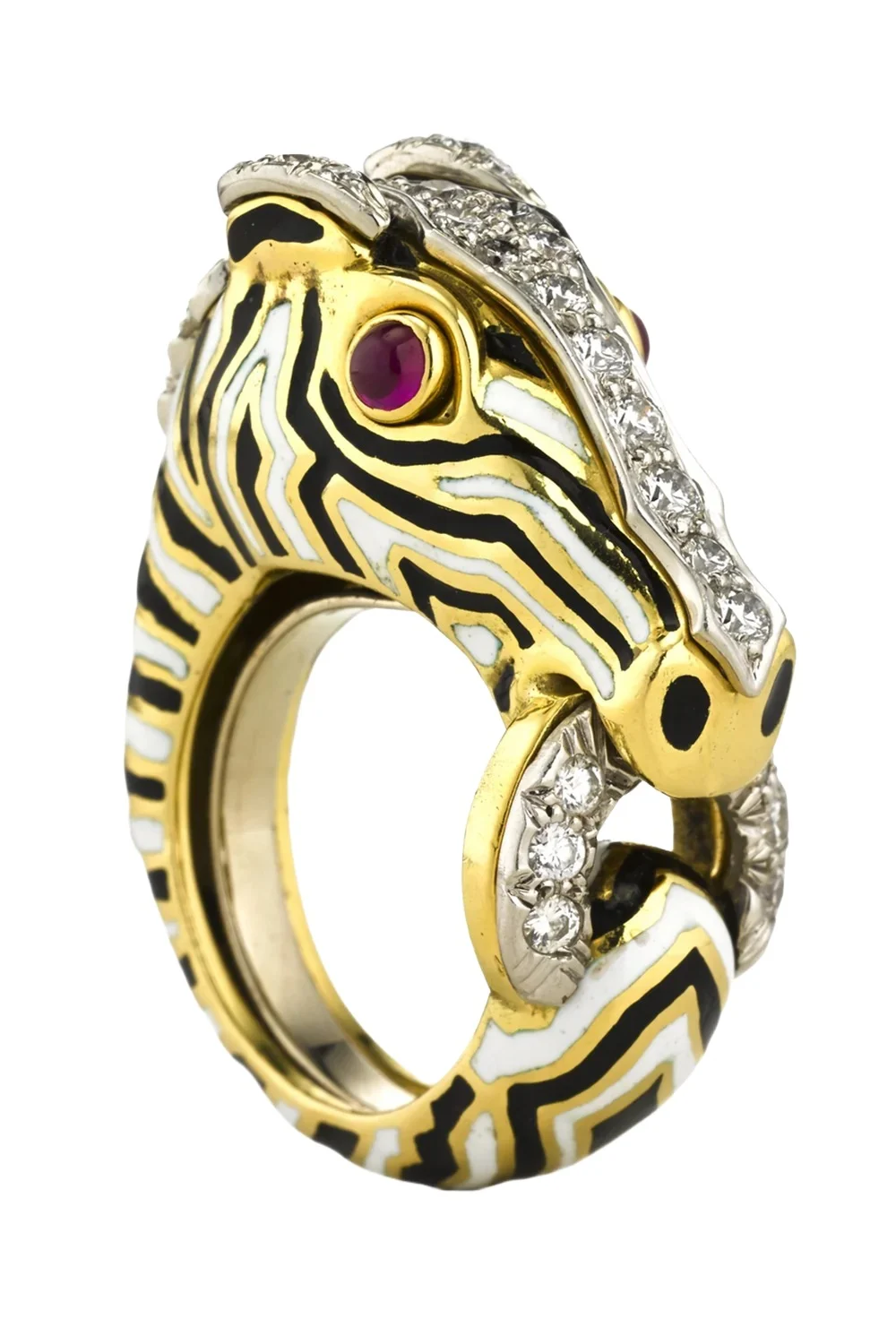 Diamond Ruby Zebra Enamel Ring Diamond Ruby Zebra Enamel Ring