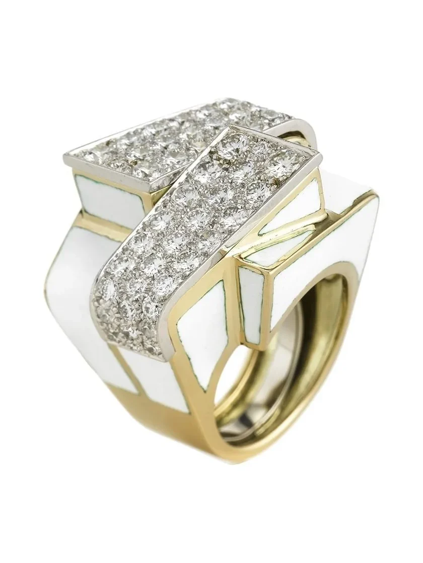 Diamond White Ski Slope Ring