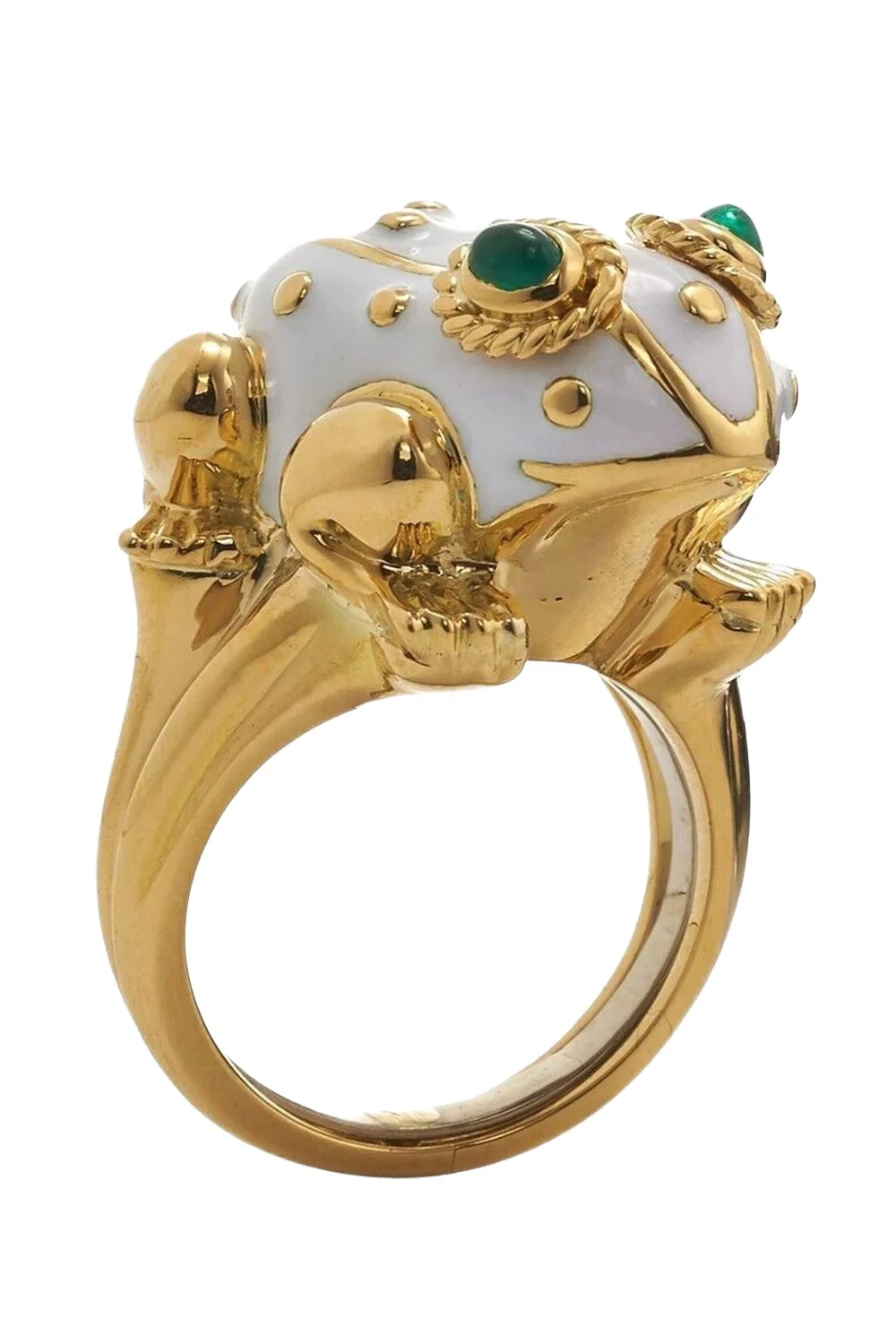 DAVID WEBB Emerald Large Frog Enamel Ring