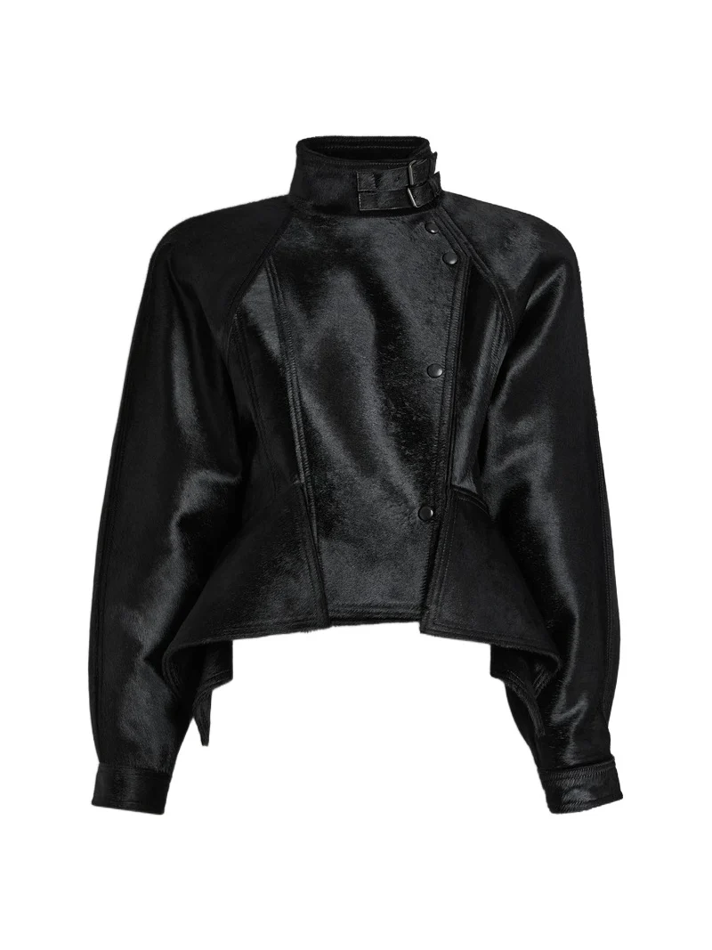 Balmain Pony-effect leather signature jacket