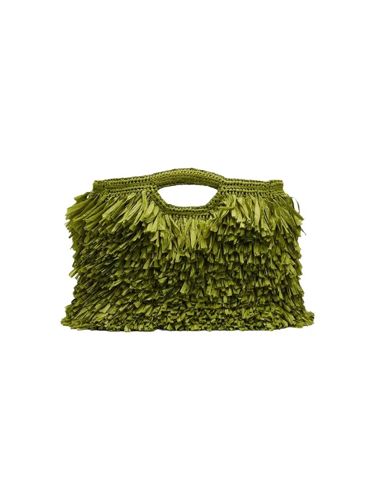 A. L.C. Women's Charlie Raffia Fringe Top-Handle Bag A. L.C. Women's Charlie Raffia Fringe Top-Handle Bag