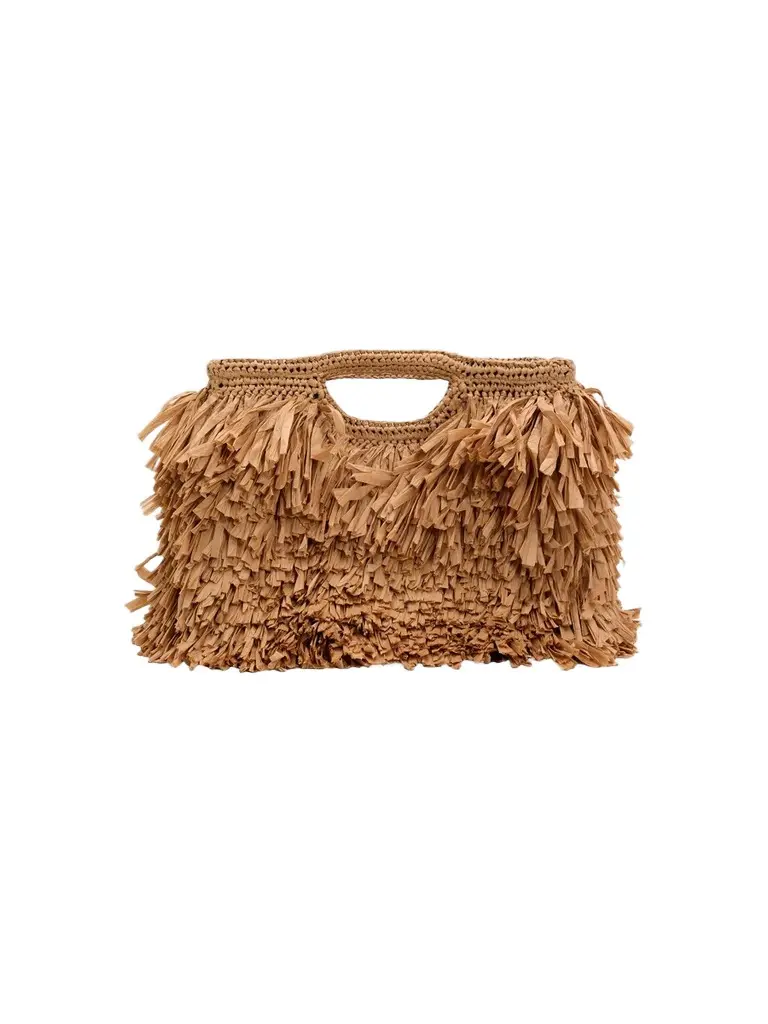 A. L.C. Women's Charlie Raffia Fringe Top-Handle Bag