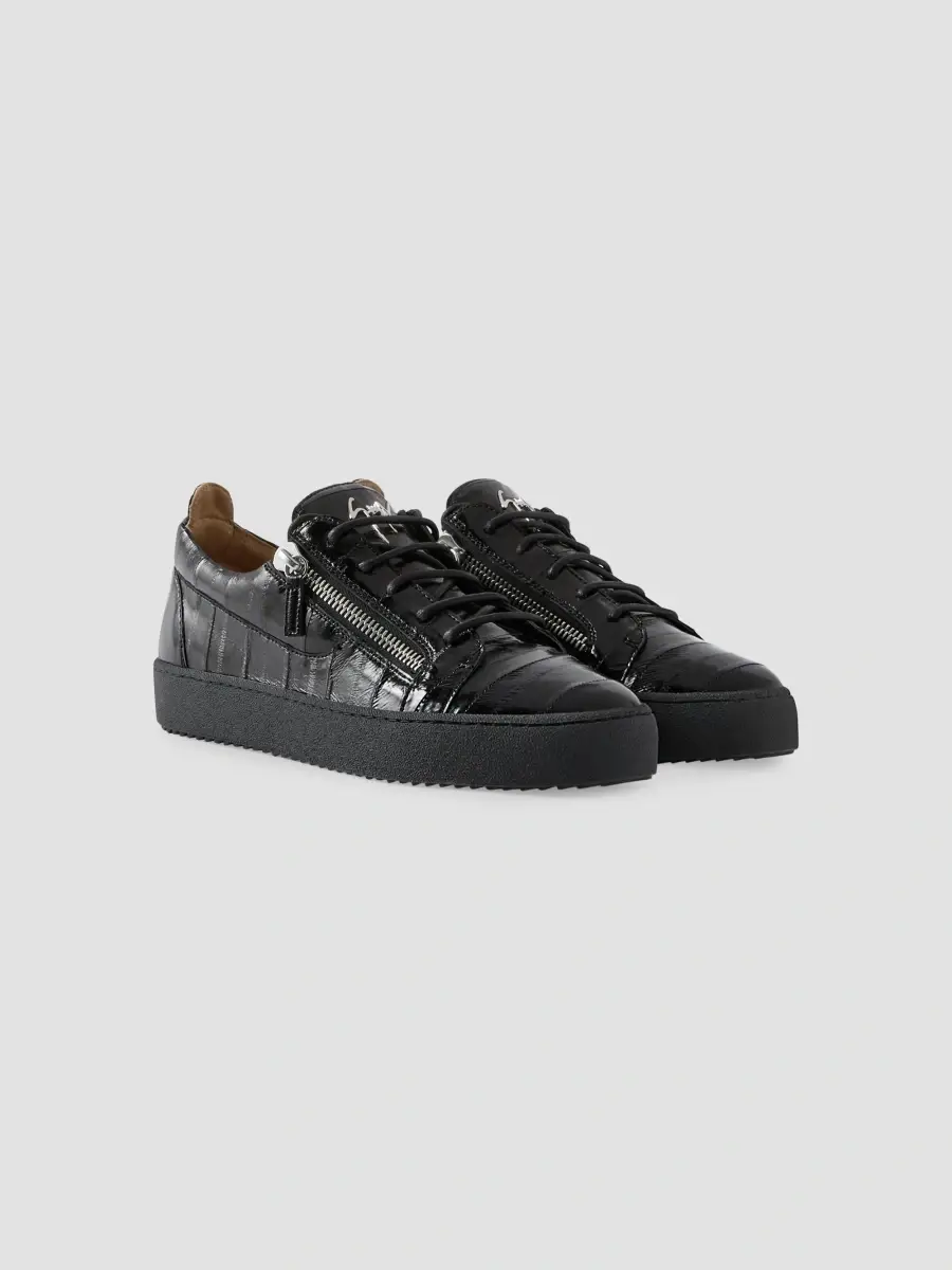 Giuseppe Zanotti Men's Zip-Up Eel Leather Low-Top Sneakers | Thumbnail 2