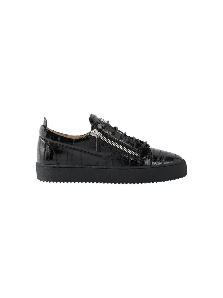Giuseppe Zanotti Men's Zip-Up Eel Leather Low-Top Sneakers
