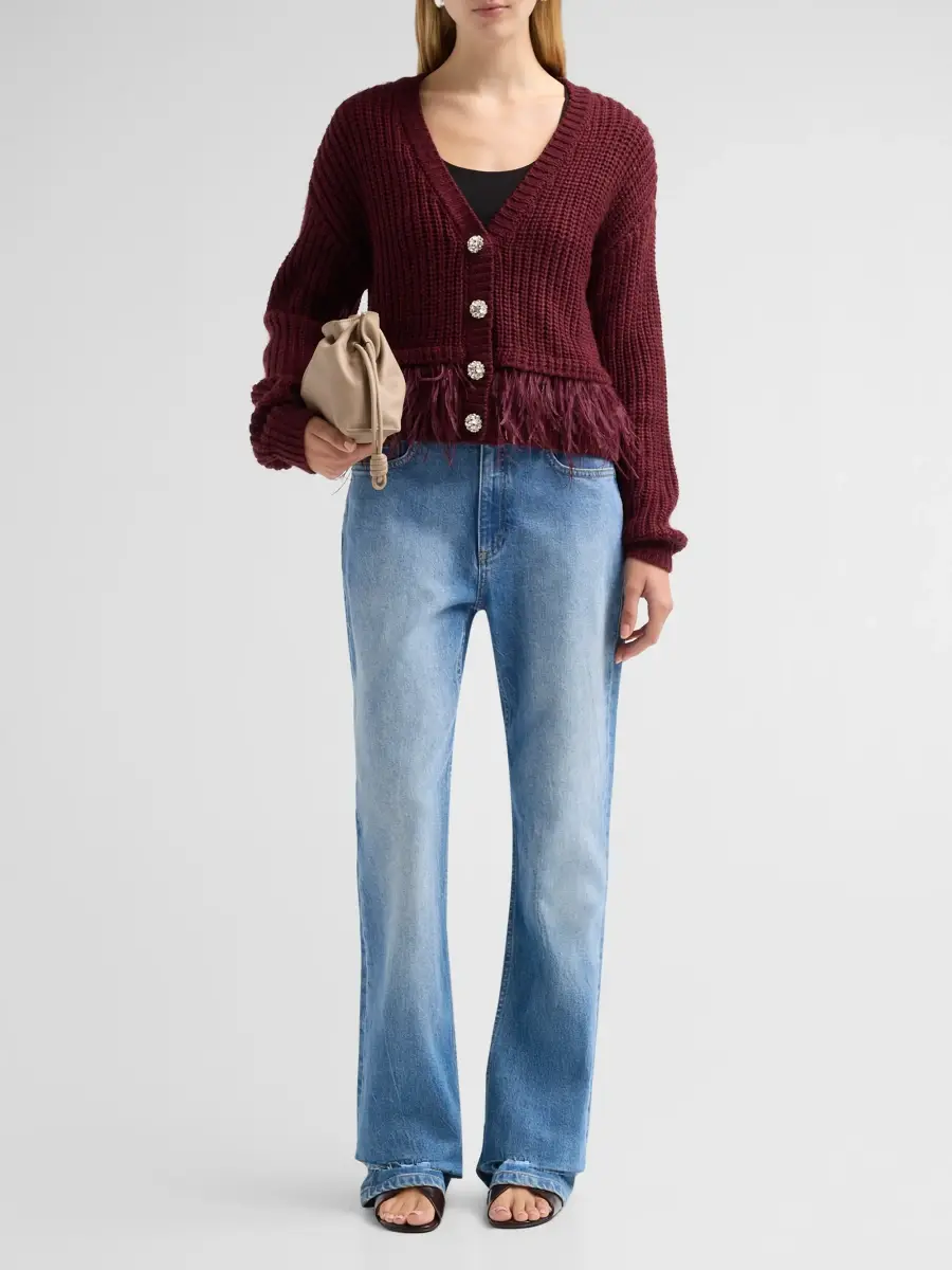 Cinq à Sept Women's Krissi Feather-Trim Cardigan | Thumbnail 2 Cinq à Sept Women's Krissi Feather-Trim Cardigan | Thumbnail 2