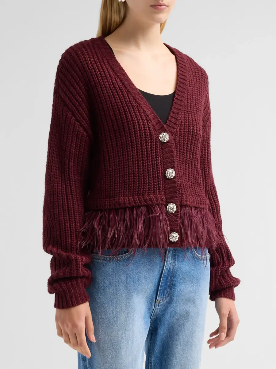 Cinq à Sept Women's Krissi Feather-Trim Cardigan | Thumbnail 4 Cinq à Sept Women's Krissi Feather-Trim Cardigan | Thumbnail 4