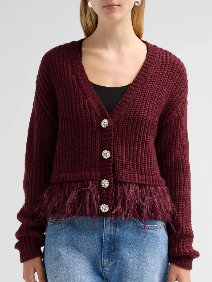 Cinq à Sept Women's Krissi Feather-Trim Cardigan | Thumbnail 5 Cinq à Sept Women's Krissi Feather-Trim Cardigan | Thumbnail 5